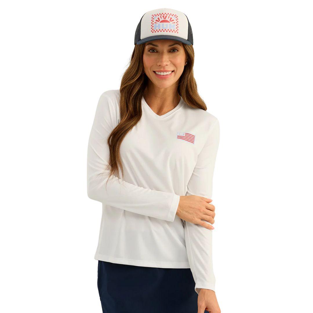 Huk Women's Americana Pursuit Performance V-Neck